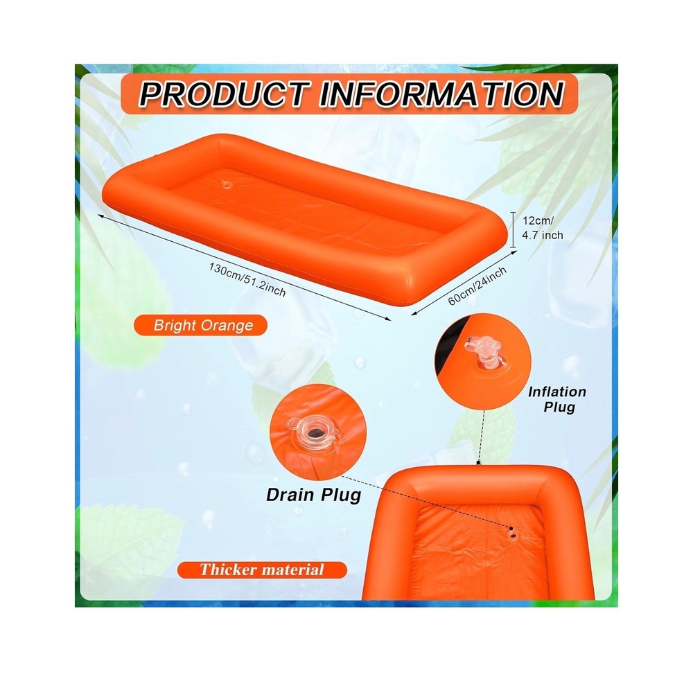 Leitee Inflatable Serving Bar Ice Buffet Tray Orange 51x24x5 set of two
